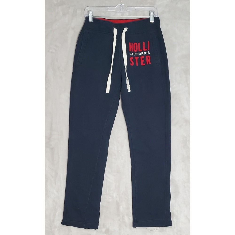 Hollister California Sweatpants Joggers‎ Womens XS Navy Blue Red Logo Spellout